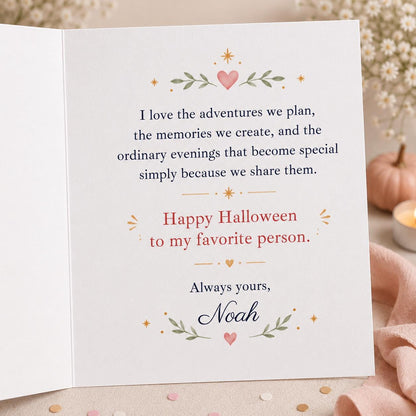 Elegant Romantic Halloween Greeting Card — print-ready Halloween party design from VoltBy