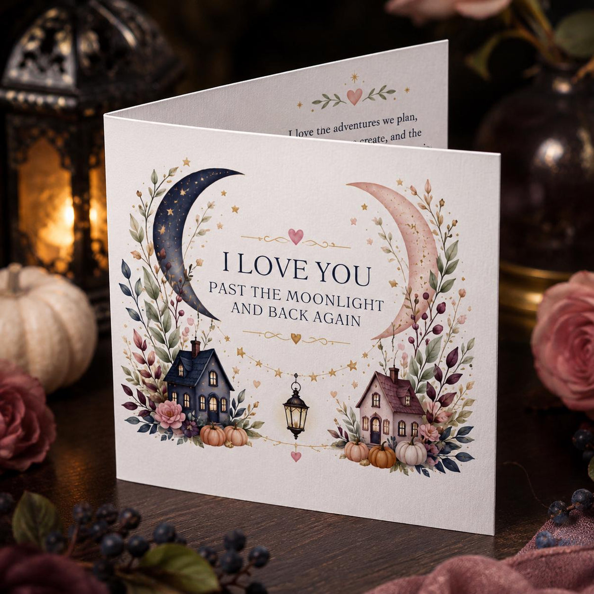 Elegant Romantic Halloween Greeting Card — Halloween party stationery by VoltBy