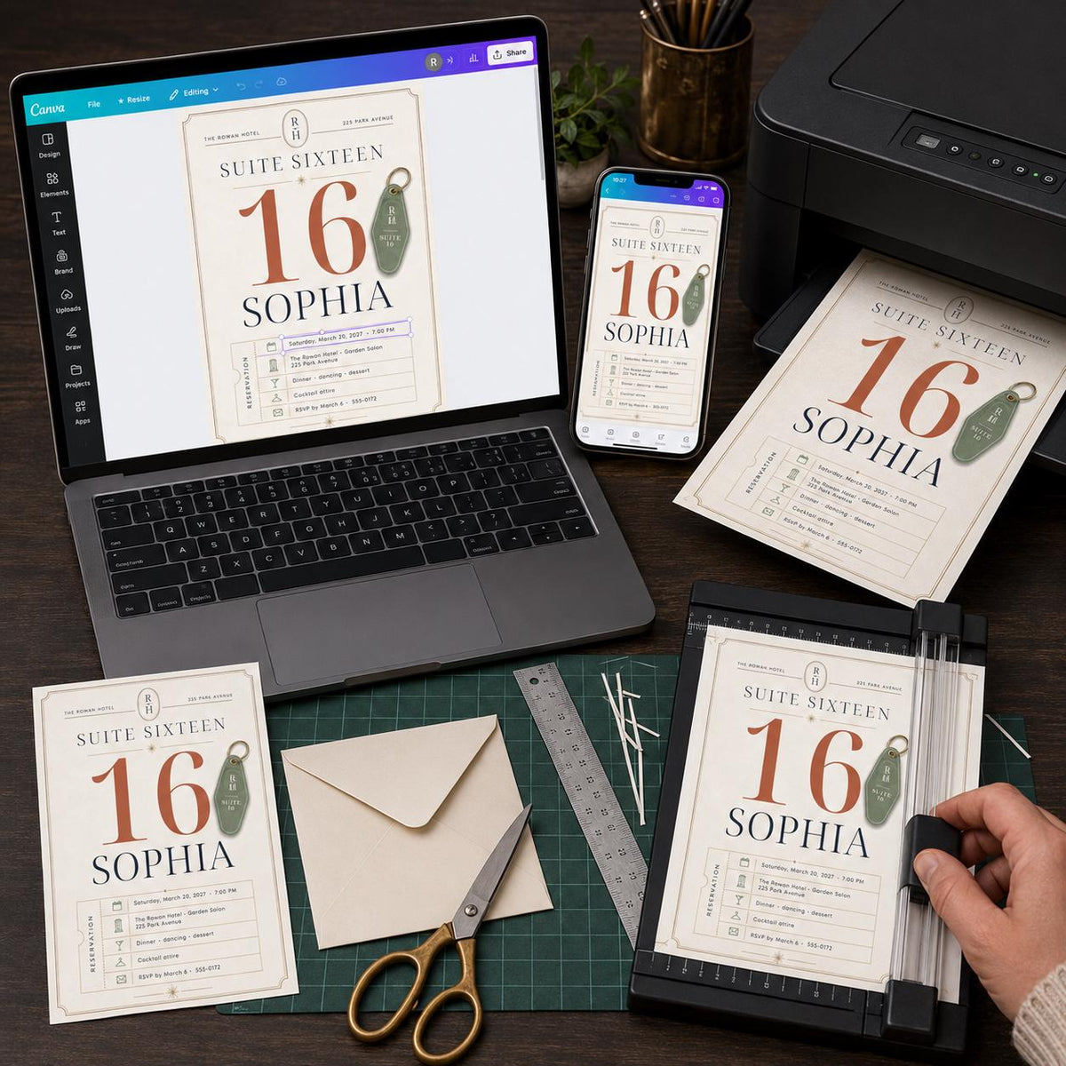 Elegant Sweet 16 Birthday Invitation — print-ready sweet 16 design from VoltBy