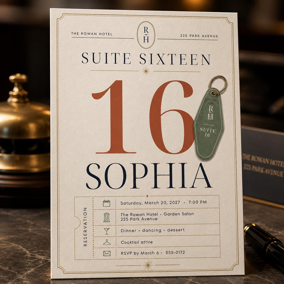 Elegant Sweet 16 Birthday Invitation — digital invitation, instant download