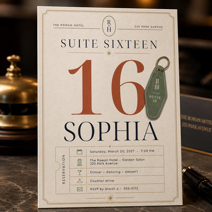 Elegant Sweet 16 Birthday Invitation — digital invitation, instant download