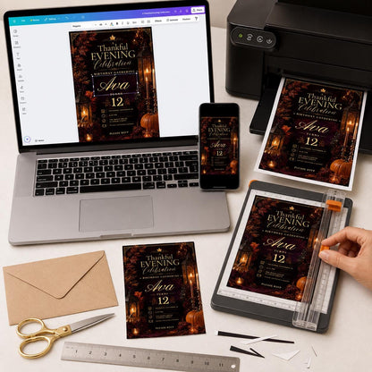 Elegant Thanksgiving Birthday Invitation — invitation you personalize in Canva