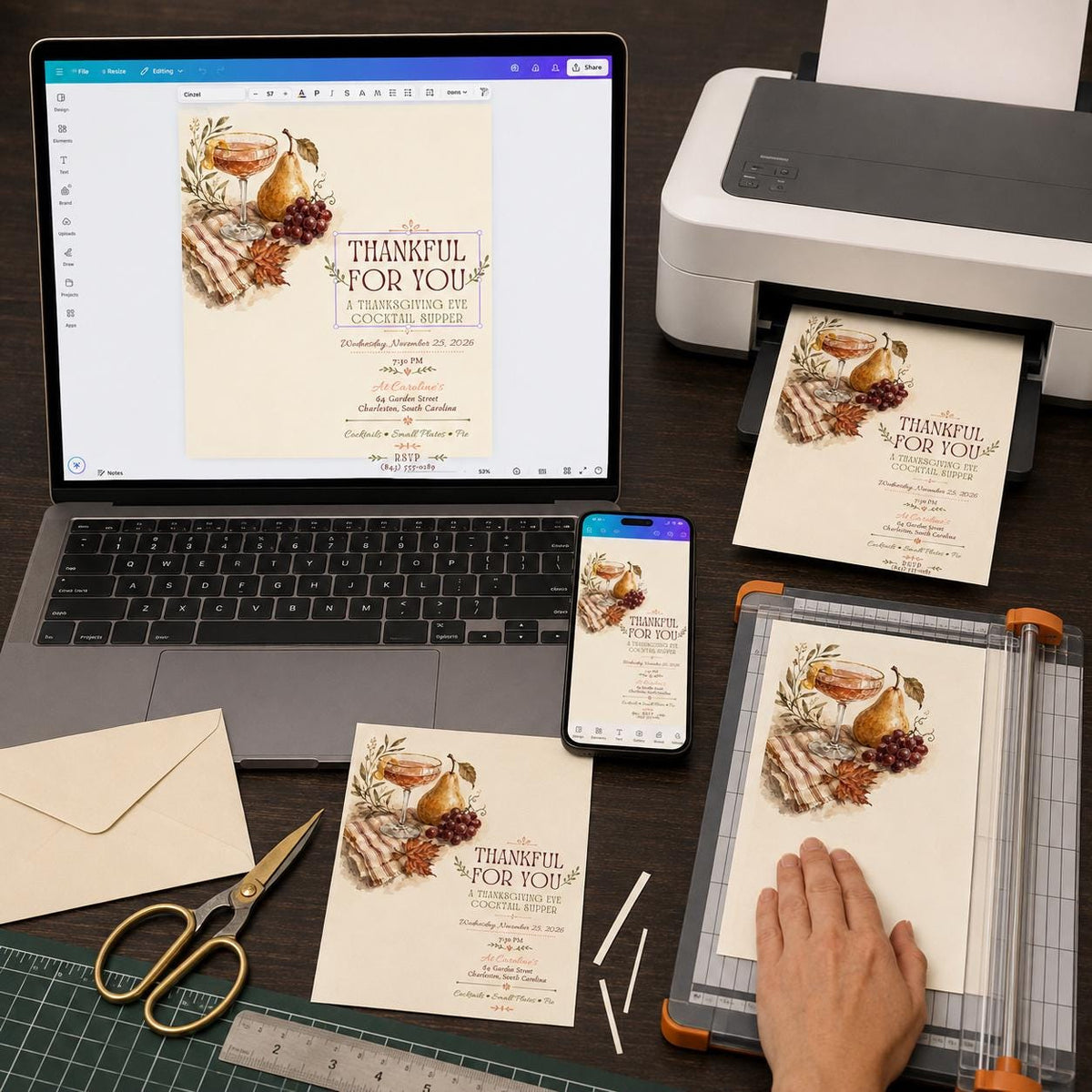 Elegant Thanksgiving Cocktail Party Invitation — digital invitation, instant download