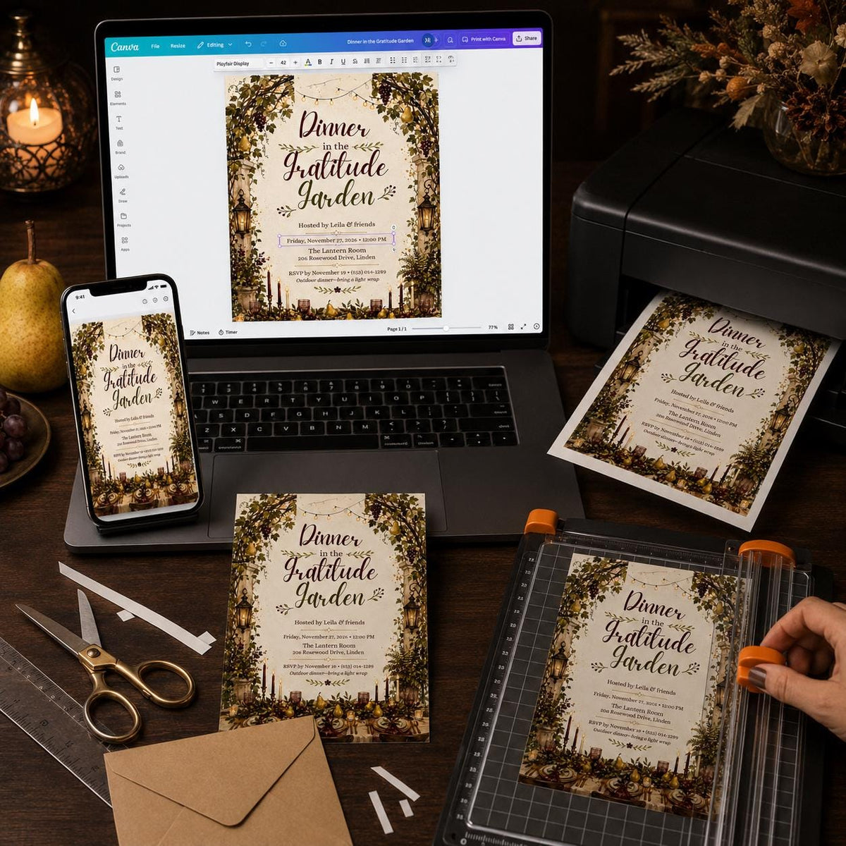 Elegant Thanksgiving Dinner Invitation — garden design