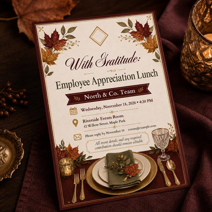 Employee Appreciation Lunch Invitation — invitation you personalize in Canva