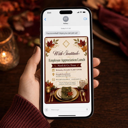 Employee Appreciation Lunch Invitation — Thanksgiving gathering stationery by VoltBy