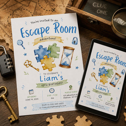 Escape Room Invitation — invitation you personalize in Canva
