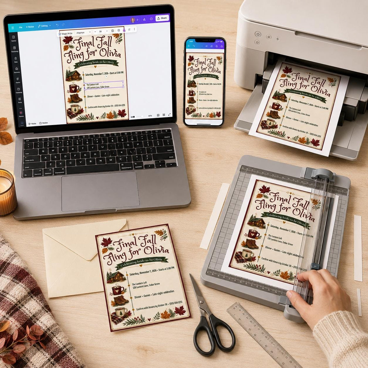 Fall Bachelorette Party Invitation — invitation you personalize in Canva