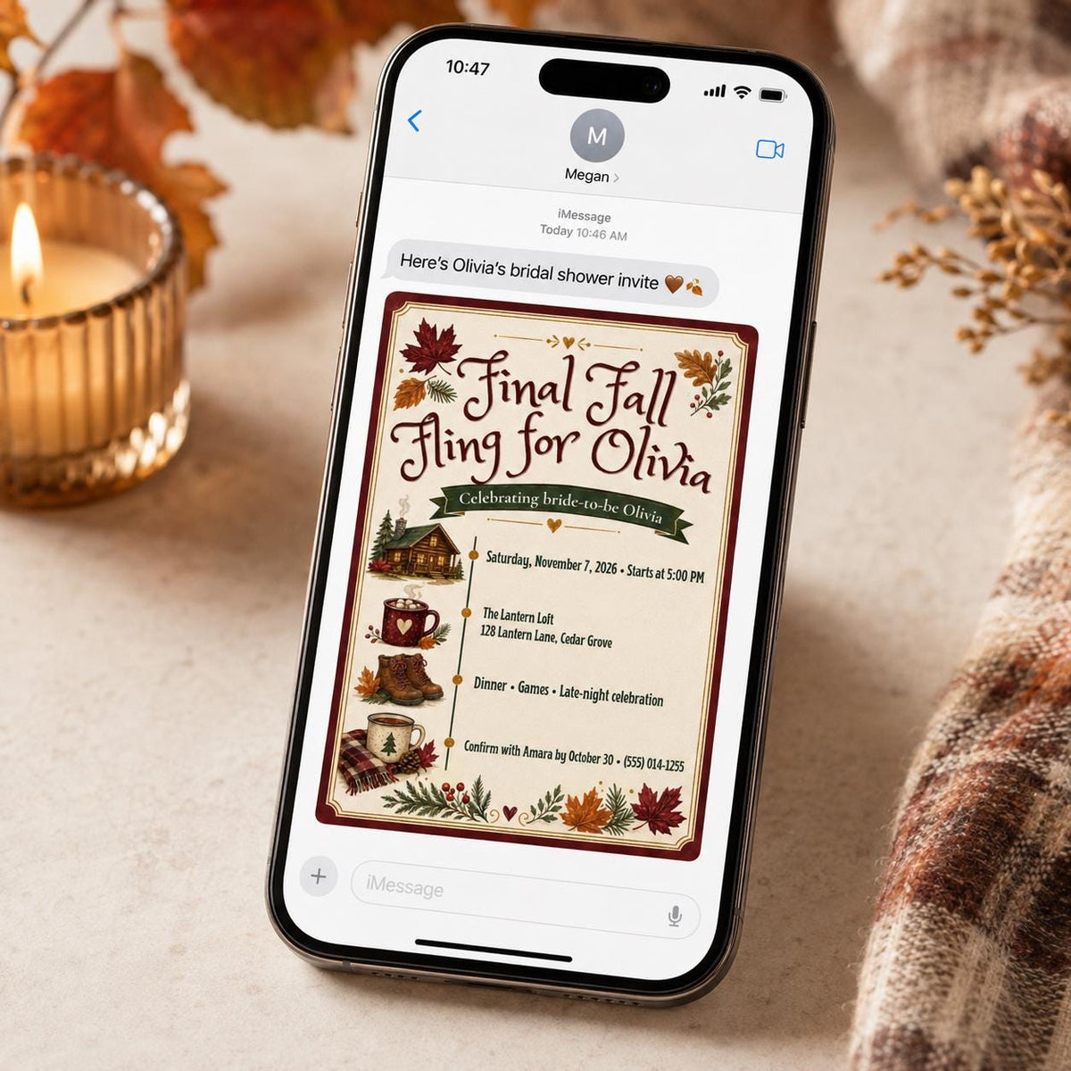 Fall Bachelorette Party Invitation — digital invitation, instant download