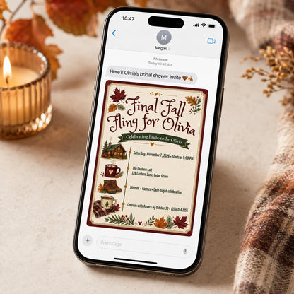 Fall Bachelorette Party Invitation — digital invitation, instant download