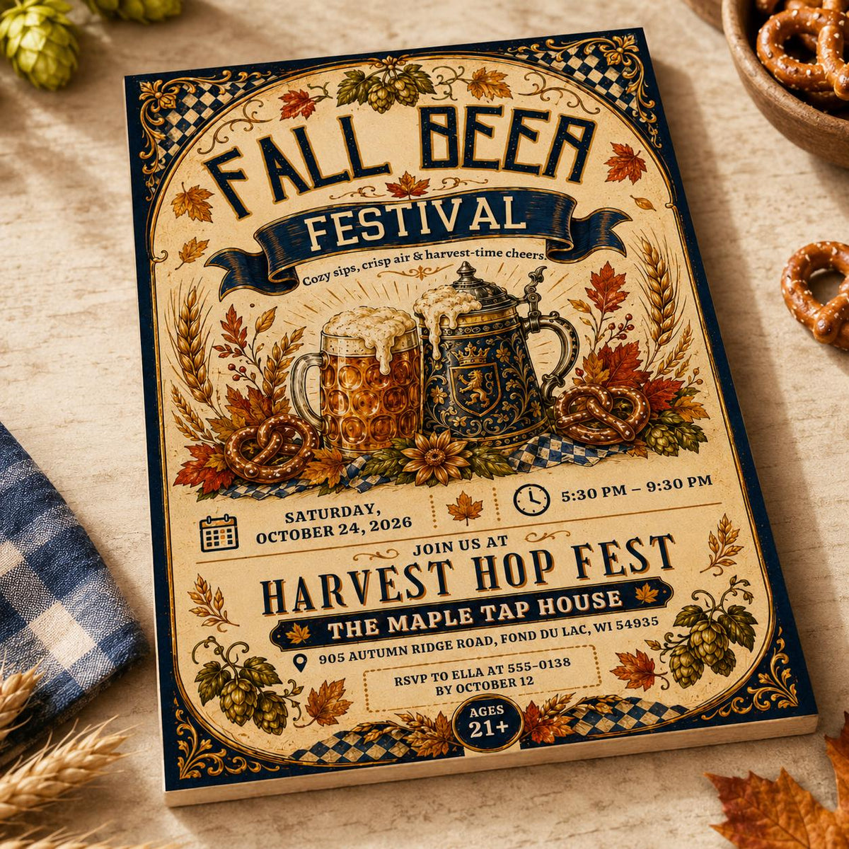 Fall Beer Festival Invitation — Oktoberfest party stationery by VoltBy