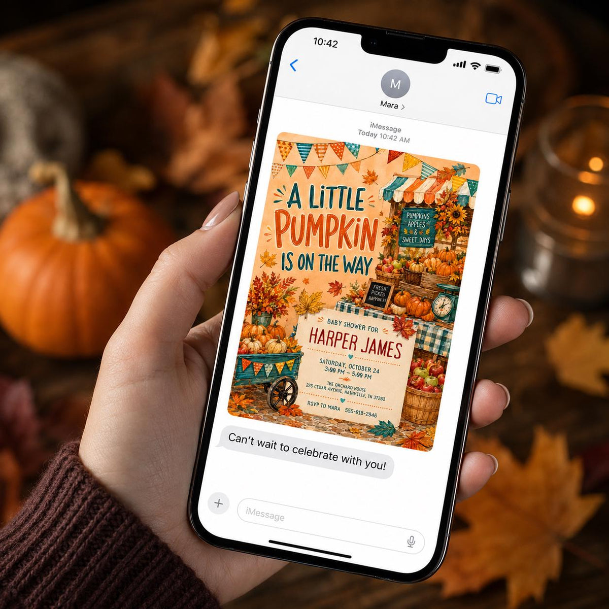 Fall Pumpkin Baby Shower Invitation — baby shower stationery by VoltBy
