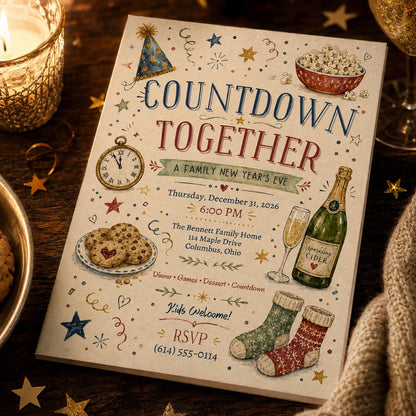 Family New Year's Eve Invitation — New Year party stationery by VoltBy