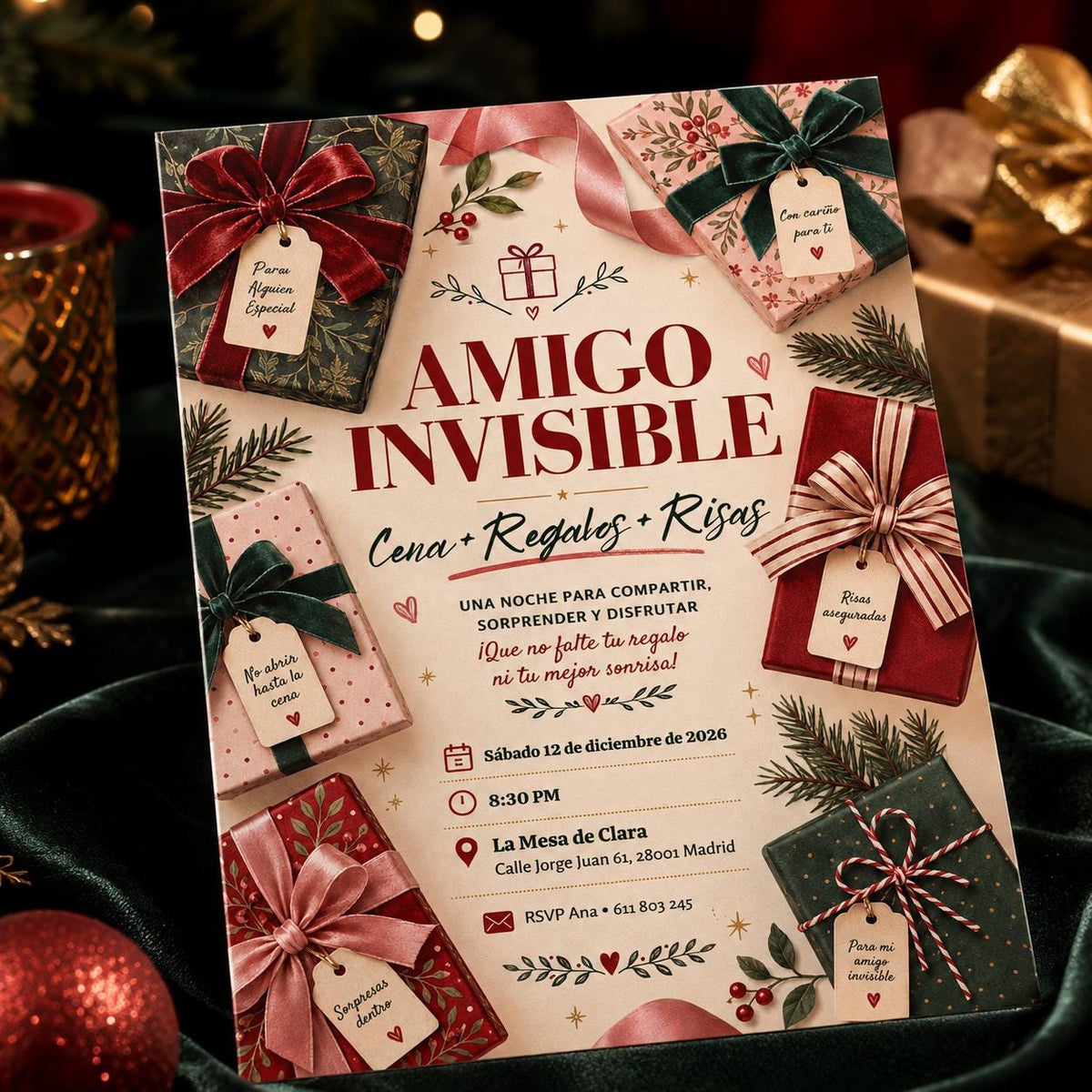 Fiesta Amigo Invisible Invitación Invitation — digital invitation, instant download