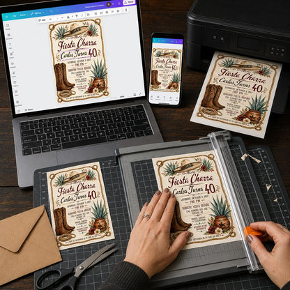Fiesta Charra 40th Birthday Invitation — print-ready 40th birthday party design from VoltBy