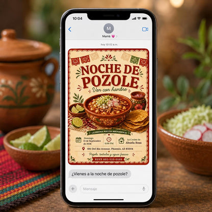 Fiesta Mexican Independence Day Invitation: Noche de Pozole Party — invitation you personalize in Canva