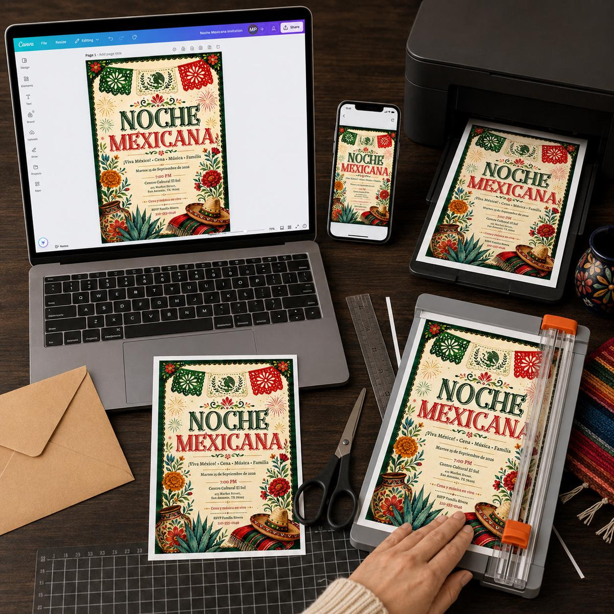 Fiesta Mexican Independence Day Invitation: Noche Mexicana Fiesta — digital invitation, instant download