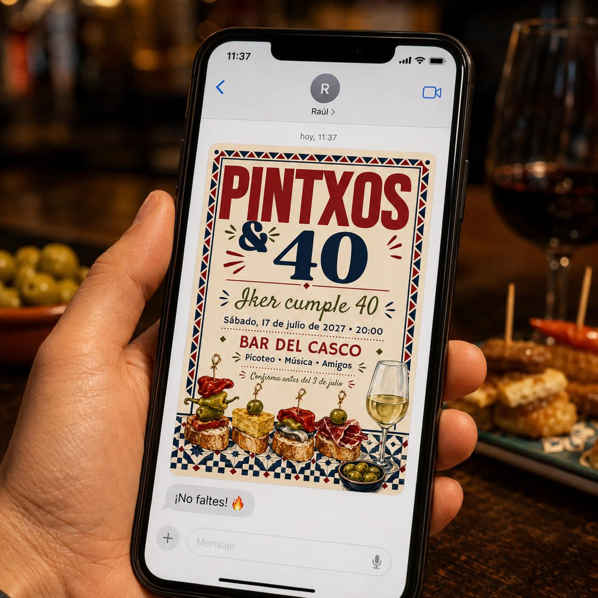 Fiesta Pintxos 40 Cumpleaños Invitación Invitation — invitation you personalize in Canva