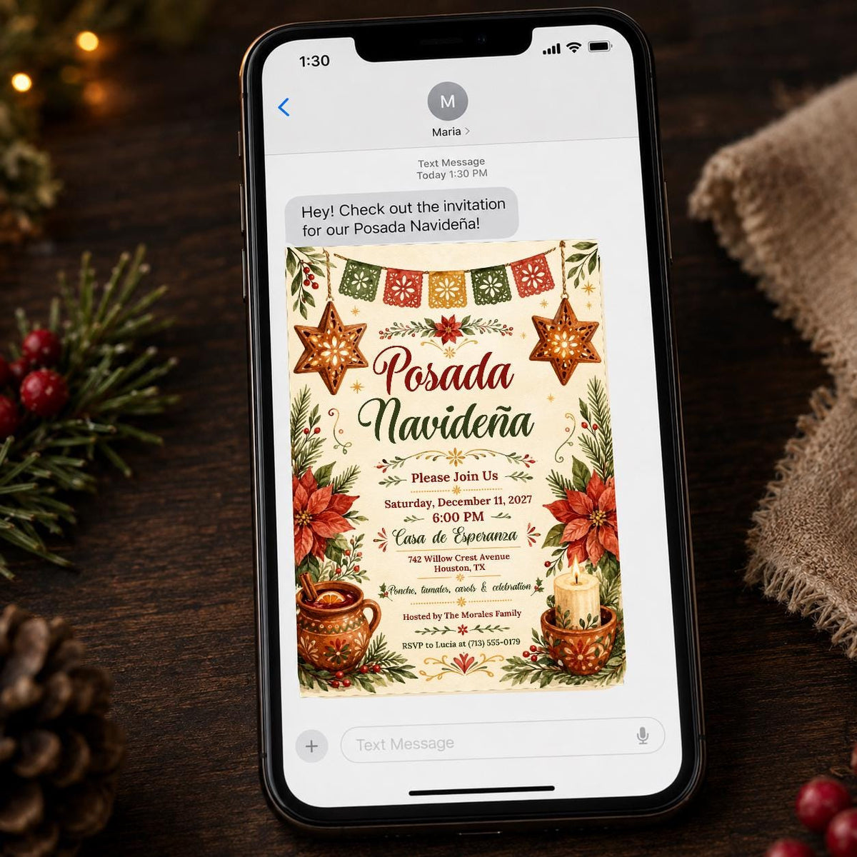 Fiesta Posada Navideña Invitation — invitation you personalize in Canva