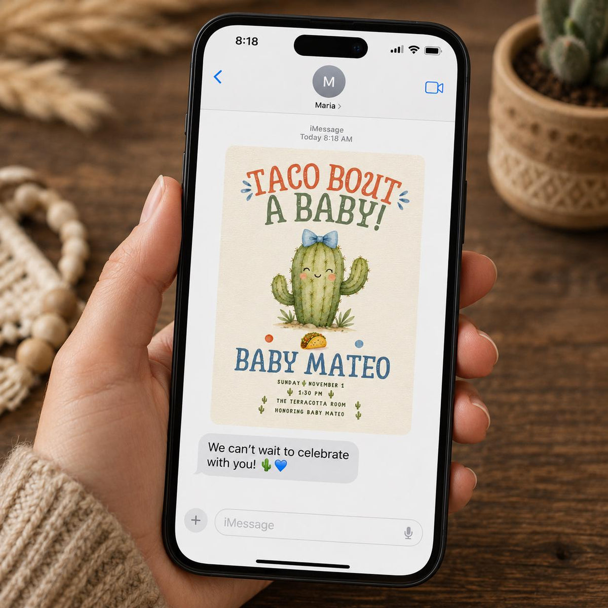 Fiesta Taco Bout a Baby Shower Invitation — desert design