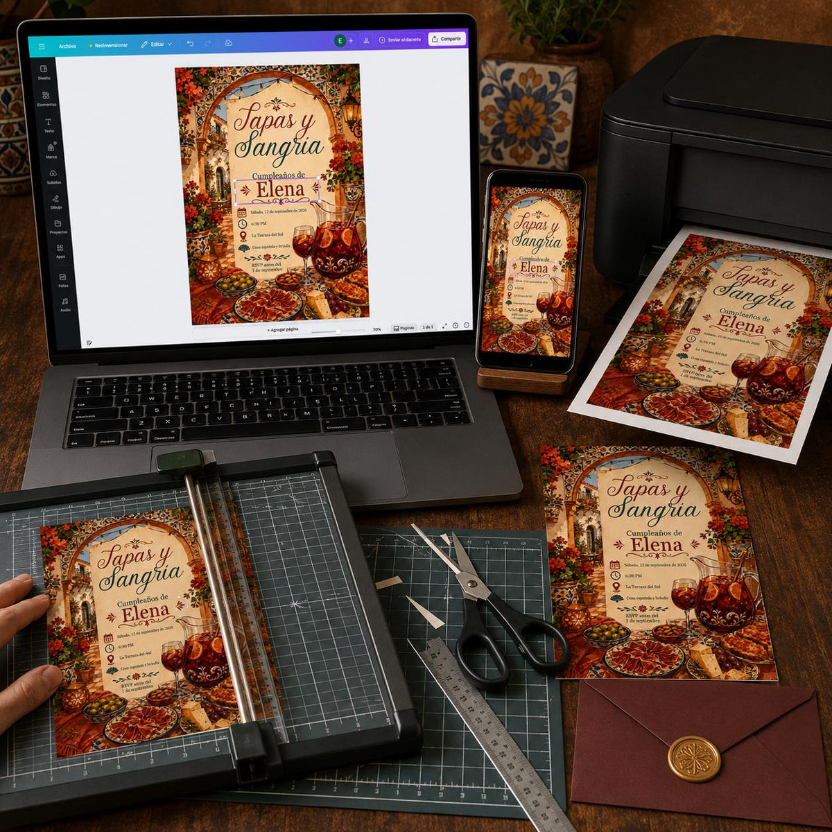 Fiesta Tapas and Sangria Invitation — digital invitation, instant download