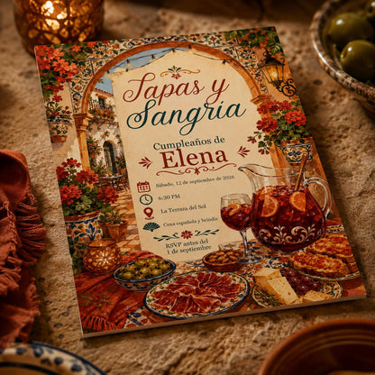Fiesta Tapas and Sangria Invitation — birthday party stationery by VoltBy