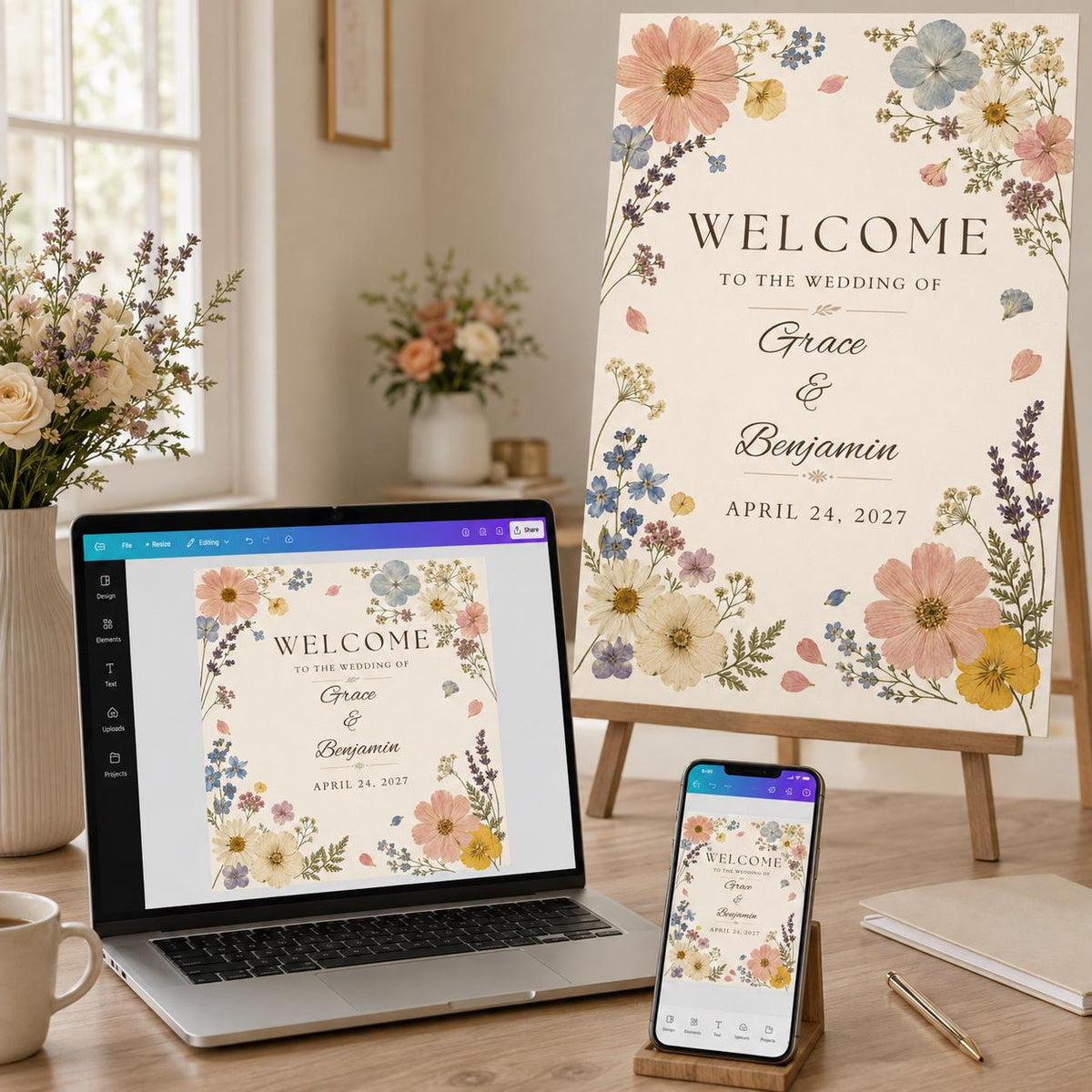 Floral Boho Wildflower Wedding Welcome Sign — garden design