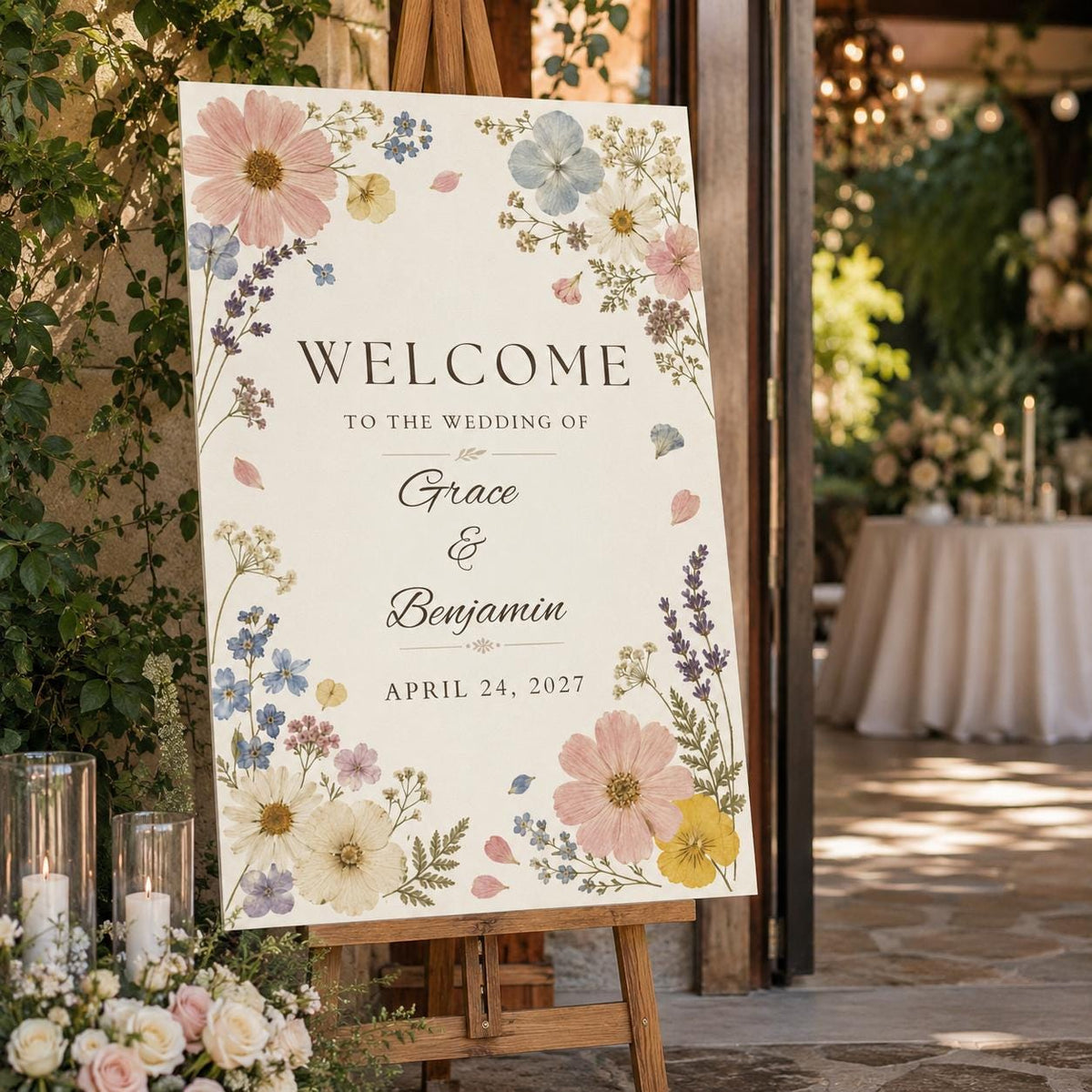 Floral Boho Wildflower Wedding Welcome Sign — digital welcome sign, instant download