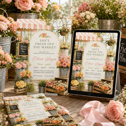Floral Bridal Shower Invitation — invitation you personalize in Canva