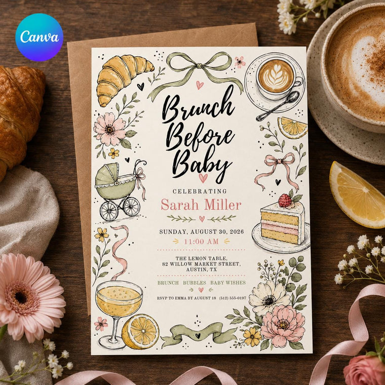 Floral Brunch Before Baby Shower Invitation for Girls