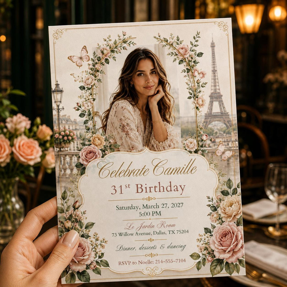 Floral Elegant 31st Birthday Invitation — invitation you personalize in Canva