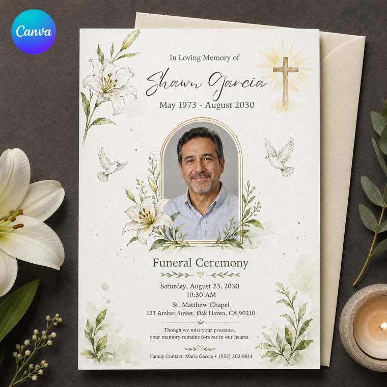 Floral Funeral Invitation