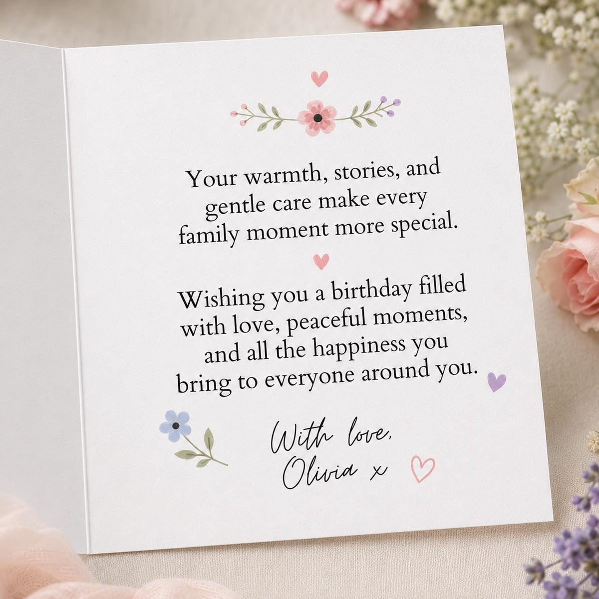 Floral Grandma Birthday Greeting Card — greeting card you personalize in Canva