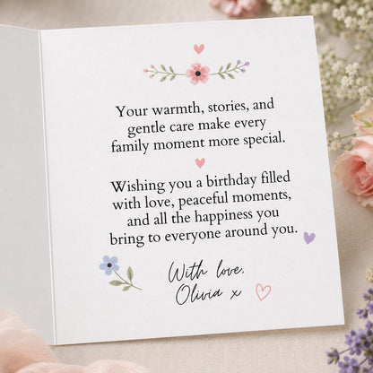 Floral Grandma Birthday Greeting Card — greeting card you personalize in Canva