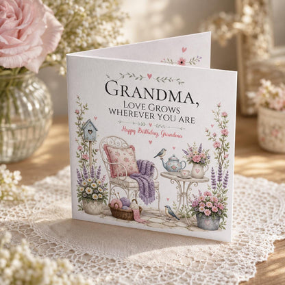 Floral Grandma Birthday Greeting Card — digital greeting card, instant download