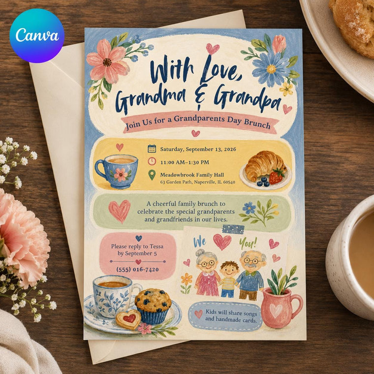 Floral Grandparents Day Brunch Invitation