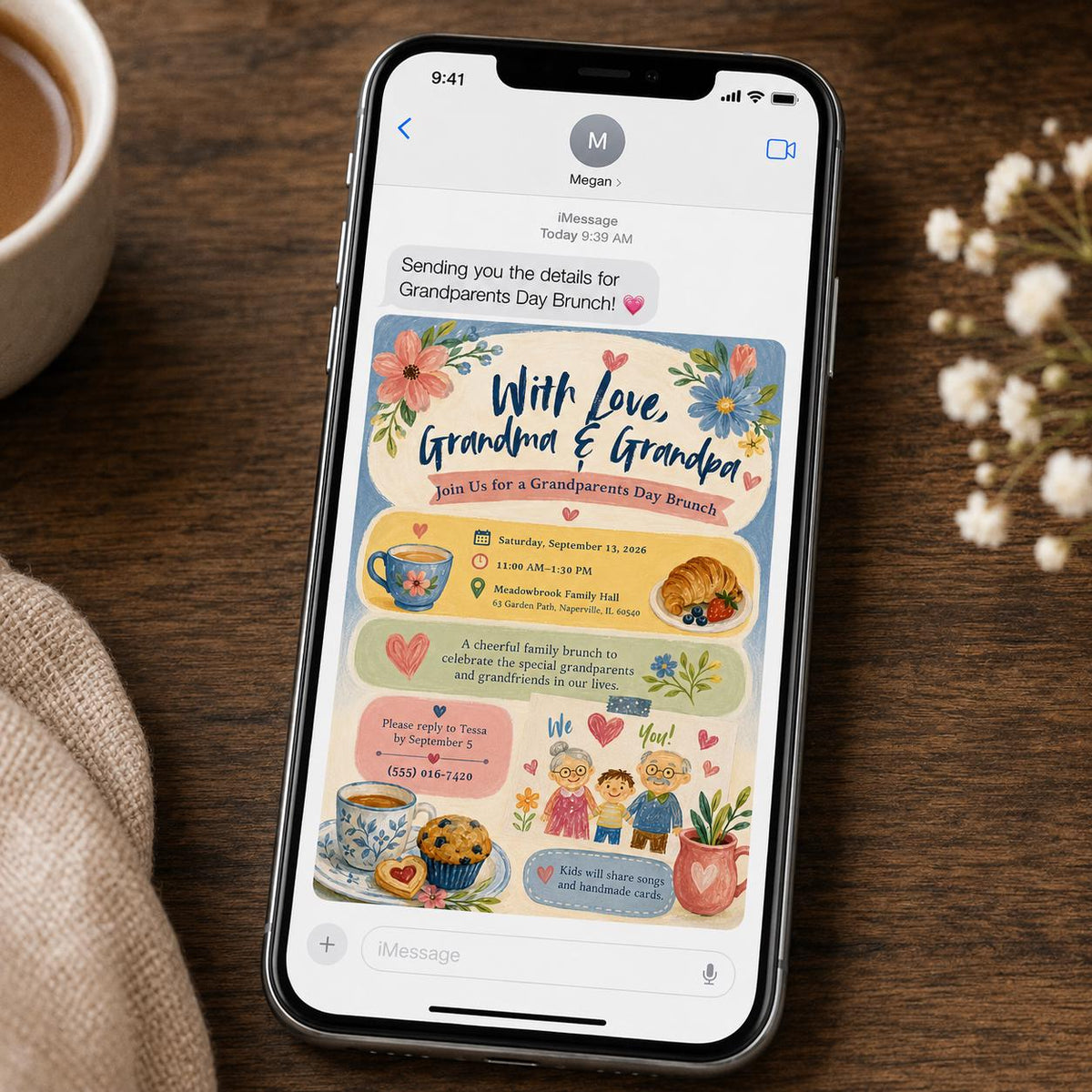 Floral Grandparents Day Brunch Invitation — invitation you personalize in Canva
