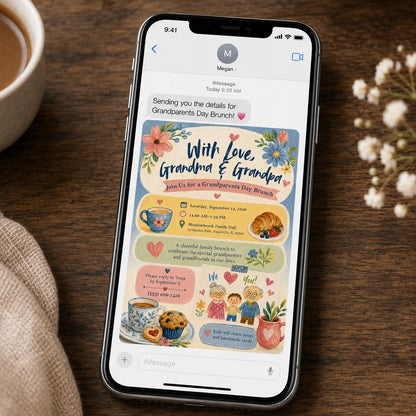 Floral Grandparents Day Brunch Invitation — invitation you personalize in Canva