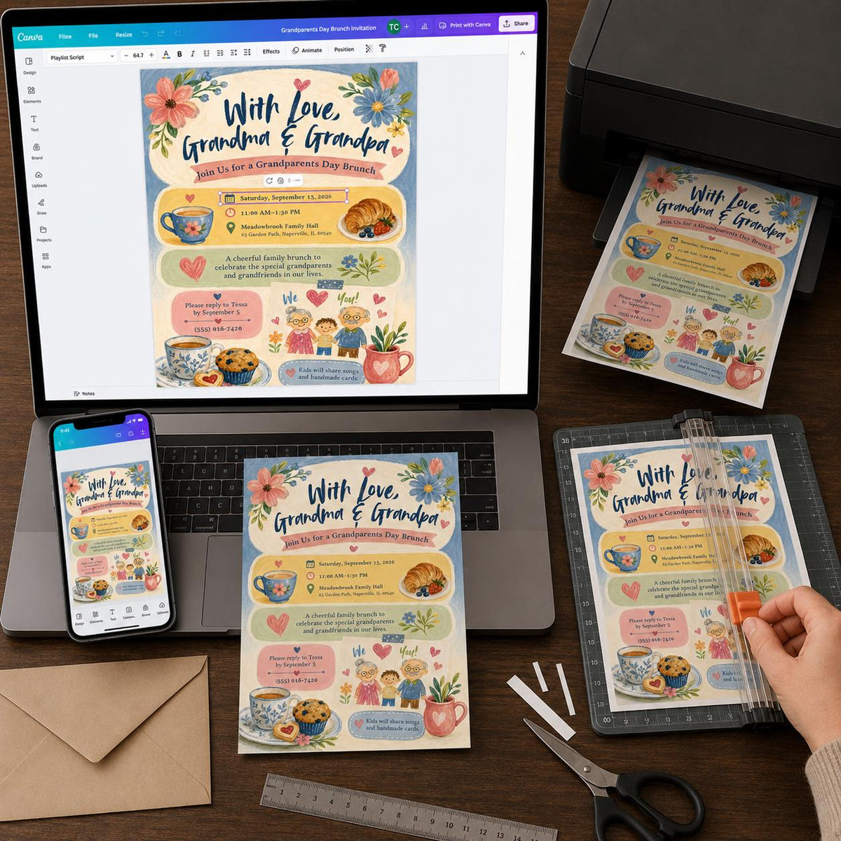 Floral Grandparents Day Brunch Invitation — digital invitation, instant download