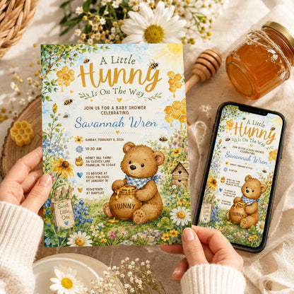 Floral Little Hunny Baby Shower Invitation — bee design