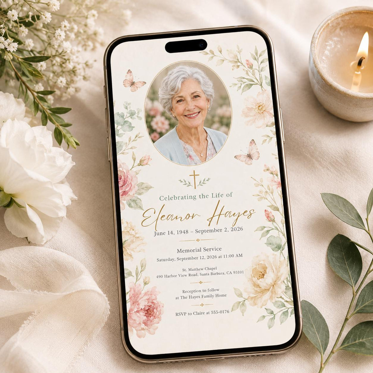 Floral Memorial Service Invitation: Floral Celebration of Life — celebration of life stationery by VoltBy
