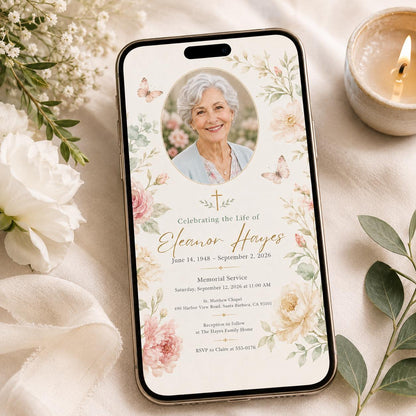 Floral Memorial Service Invitation: Floral Celebration of Life — celebration of life stationery by VoltBy