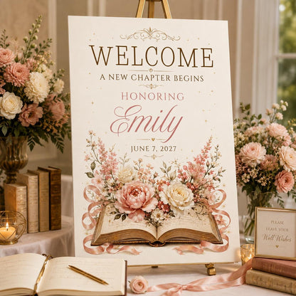 Floral Retirement Welcome Sign — storybook design