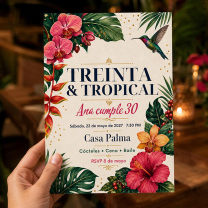Floral Spanish 30th Birthday Invitation — invitation you personalize in Canva