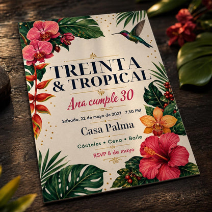 Floral Spanish 30th Birthday Invitation — digital invitation, instant download