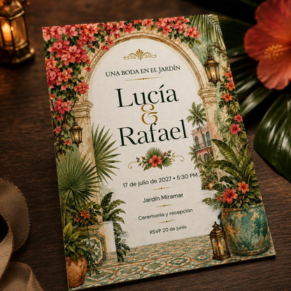 Floral Spanish Garden Wedding Invitation — wedding stationery by VoltBy