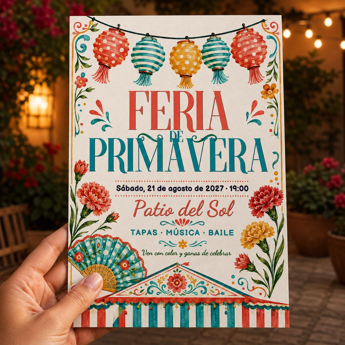 Floral Spanish Spring Fair Invitation — invitation you personalize in Canva