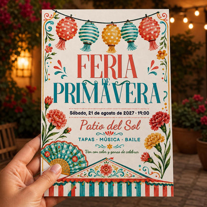 Floral Spanish Spring Fair Invitation — invitation you personalize in Canva