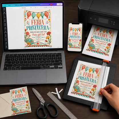 Floral Spanish Spring Fair Invitation — print-ready spring fair design from VoltBy