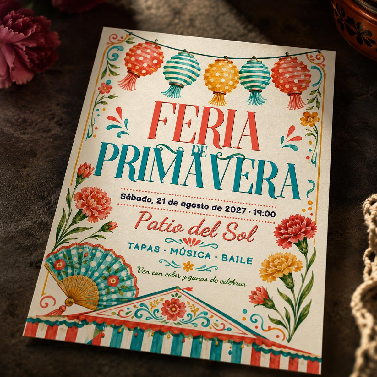Floral Spanish Spring Fair Invitation — digital invitation, instant download